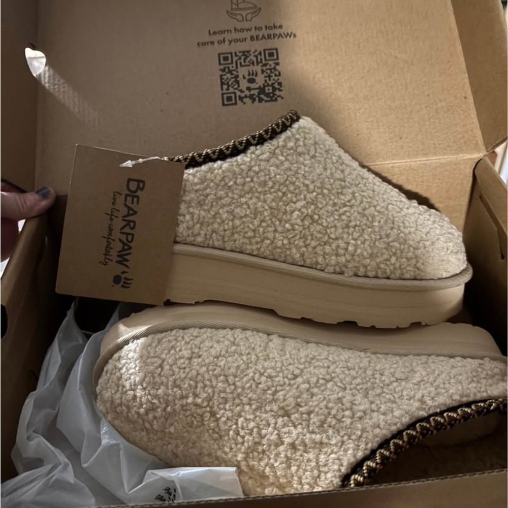 BearPaw Tan Fleece Slippers